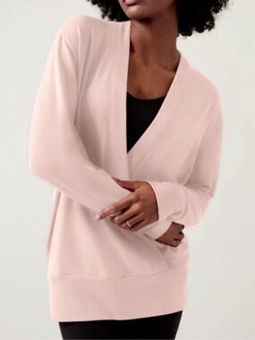 Athleta Purana V-Neck Wrap Sweatshirt Pink